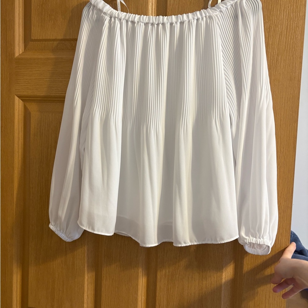 Michael Kors Cream Pleated Top